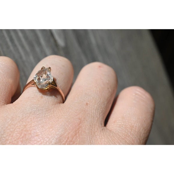 14k Rose Gold Ring Raw Stone Ring Rough Diamond Ring Wedding Band Unique… - Picture 3 of 4
